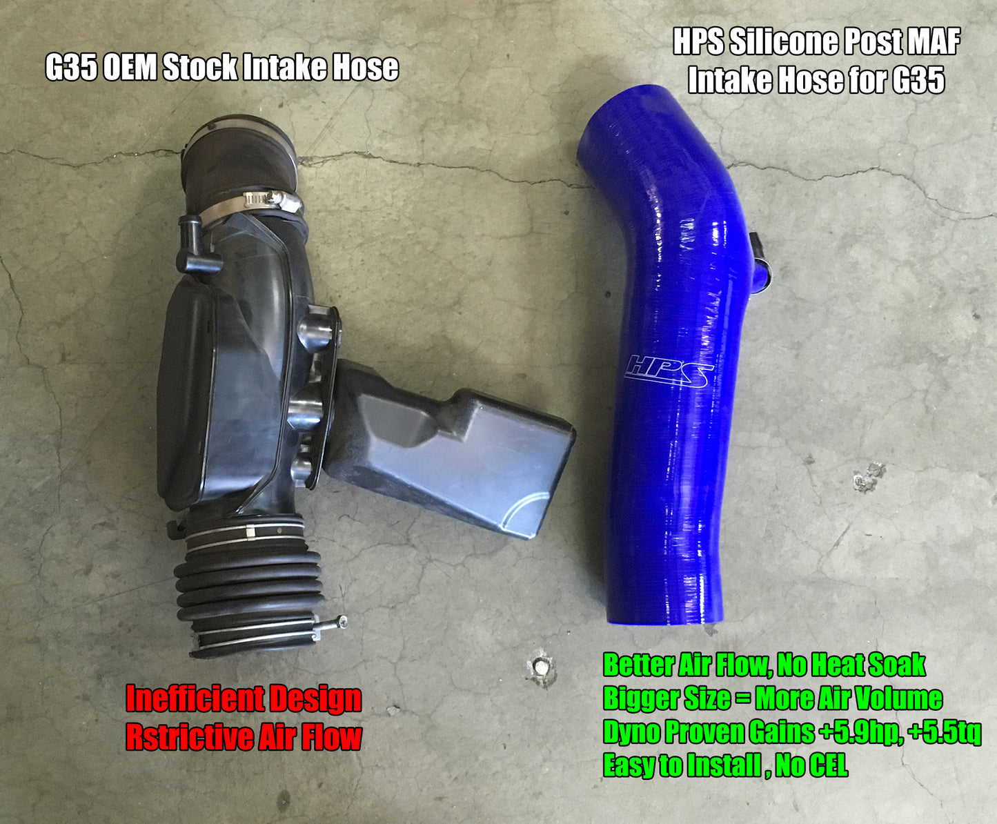 HPS 57-1592-BLK-1 Infiniti 2003-2007 G35 Coupe 3.5L V6-Intake Hose