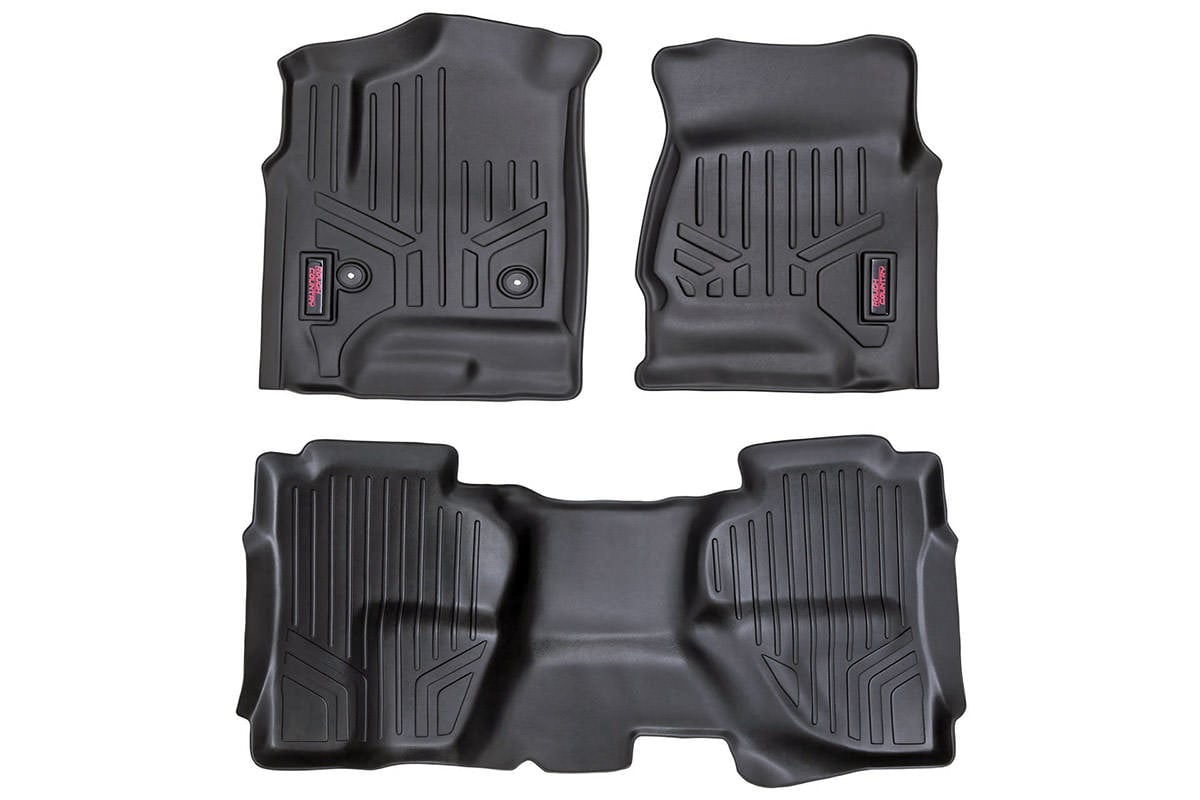 Floor Mats | F&R | Double Cab | GMC Sierra/ Chevrolet Silverado 1500. 2500HD .3500HD 2WD/4WD | 2014-2018 | Rough Country | M-21412