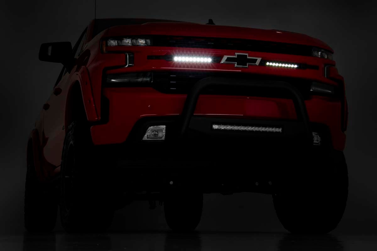 LED Light | Grille Mount | 10" Chrome Slimline Pair | Chevy Silverado 1500 | 2019-2022 | Rough Country | 70818
