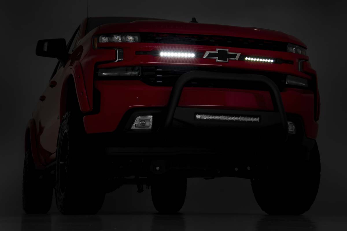 LED Light | Grille Mount | 10" Black Slimline Pair | Chevy Silverado 1500 | 2019-2022 | Rough Country | 70817