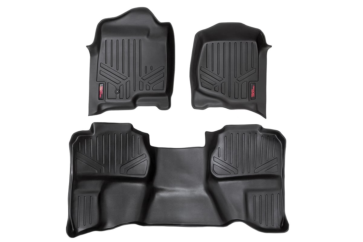 Floor Mats | FR & RR | Ext Cab | Chevrolet Silverado/GMC Sierra 1500/2500HD | 2007-2013 | Rough Country | M-20712