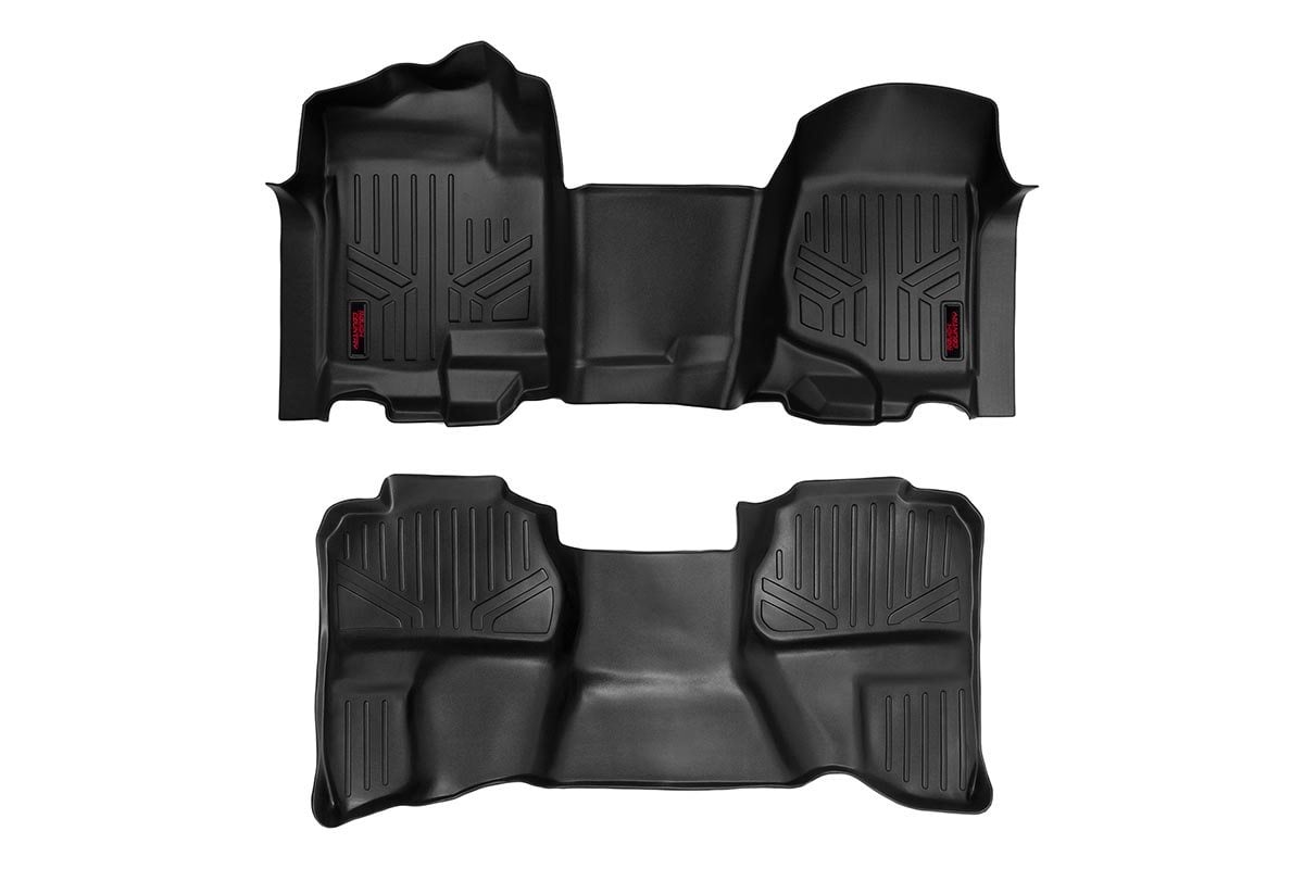 Floor Mats | FR & RR | OV Hump | Ext Cb | Chevrolet Silverado/GMC Sierra 1500/2500HD | 2007-2013 | Rough Country | M-21072