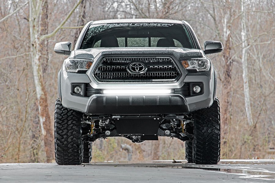LED Light | Lower Grille Mnt | 30" Black Single Row | White DRL | Toyota Tacoma | 2016-2022 | Rough Country | 70619BLDRL