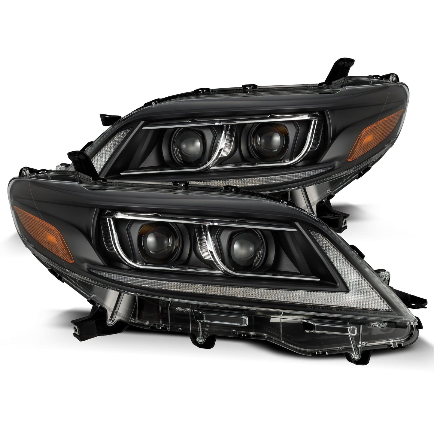 2011- 2021 Toyota Sienna Projector Headlights Plank Style Design Black w/ Sequential Signal & DRL. Alpha Rex 880764