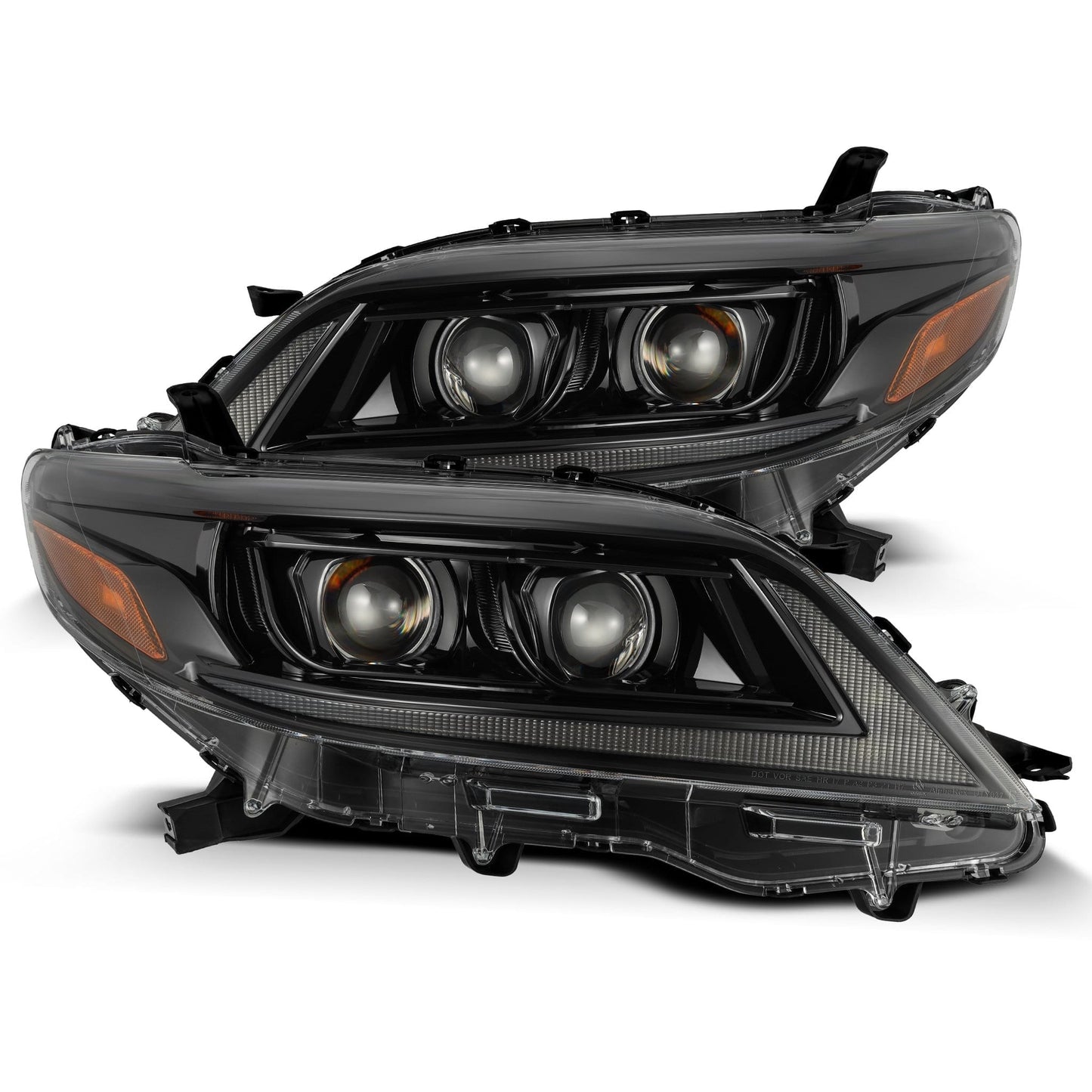 2011- 2021 Toyota Sienna Projector Headlights Plank Style Design Alpha Black w/ Sequential Signal & DRL. Alpha Rex 880763