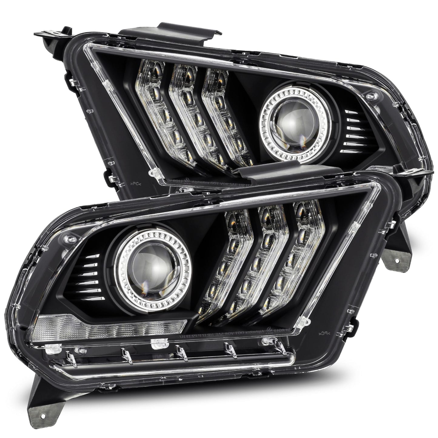 2010-2012 Ford Mustang LUXX-Series LED Projector Headlights Black Alpha-Rex 880115