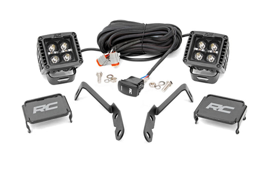 LED Light | Ditch Mount | 2" Black Pair | Amber DRL | Chevy 1500 | 2007-2013 | Rough Country | 71061