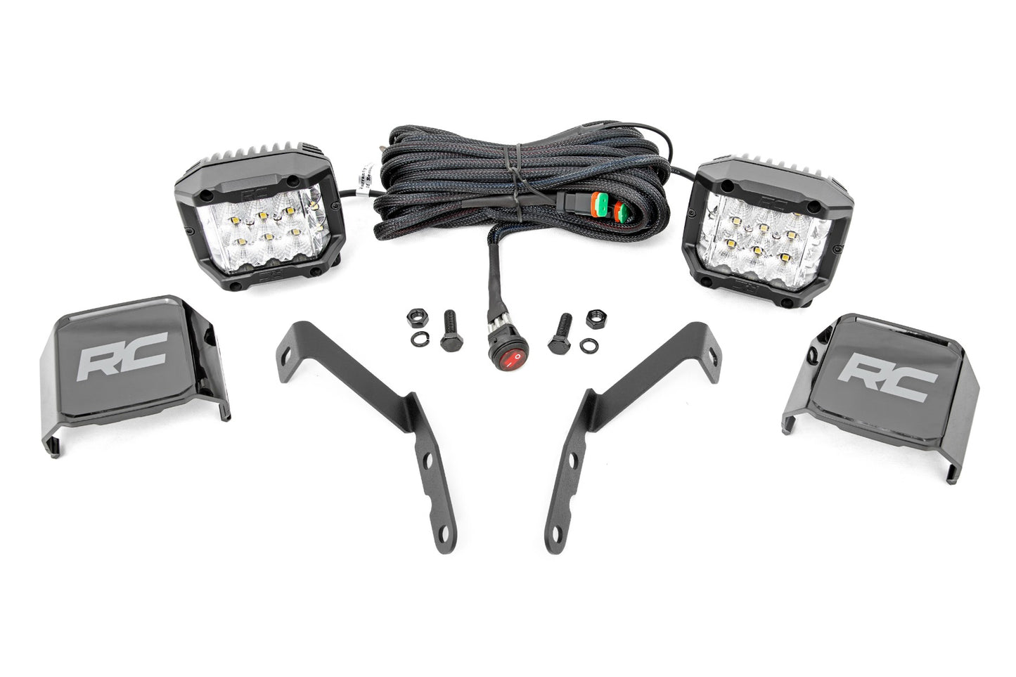 LED Light | Ditch Mount | 3" OSRAM | Wide | Chevy 1500 & Chevrolet Silverado/GMC Sierra 2500HD/3500HD | 2007-2013 | Rough Country | 71062