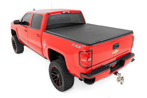 Bed Cover | Tri Fold | Soft | 5'9" Bed | Chevrolet Silverado/GMC Sierra 1500 | 2014-2018 | Rough Country | 41214550A
