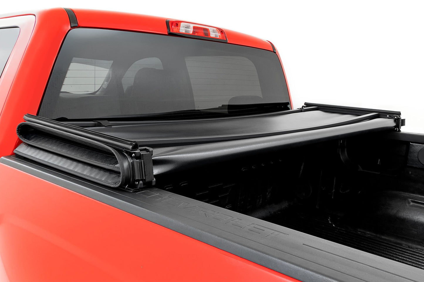 Bed Cover | Tri Fold | Soft | 5'9" Bed | Chevrolet Silverado/GMC Sierra 1500 | 2014-2018 | Rough Country | 41214550A