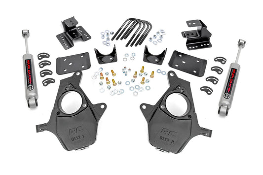 2 Inch Lowering Kit | 4 Inch Rear Lowering | Alum/Stamped Knuckle | Chevrolet Silverado/GMC Sierra 1500 | 2014-2018 | Rough Country | 71630