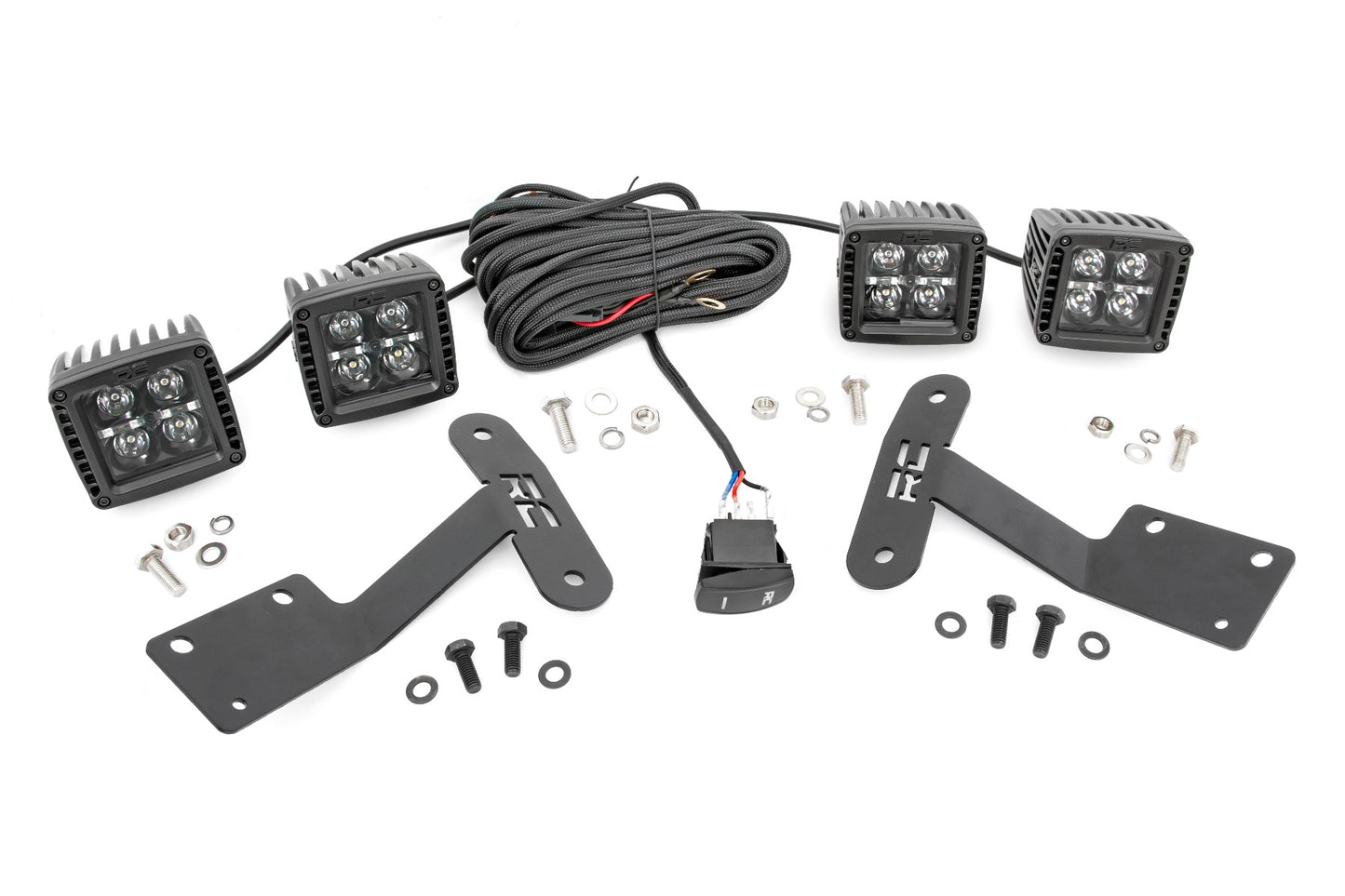 LED Light | Ditch Mount | Dual 2" Black Pairs | Amber DRL | Toyota Tundra | 2014-2021 | Rough Country | 70838