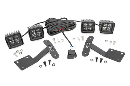 LED Light | Ditch Mount | Dual 2" Black Pairs | Amber DRL | Toyota Tundra | 2014-2021 | Rough Country | 70838