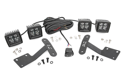 LED Light | Ditch Mount | Dual 2" Black Pairs | White DRL | Toyota Tundra | 2014-2021 | Rough Country | 70837