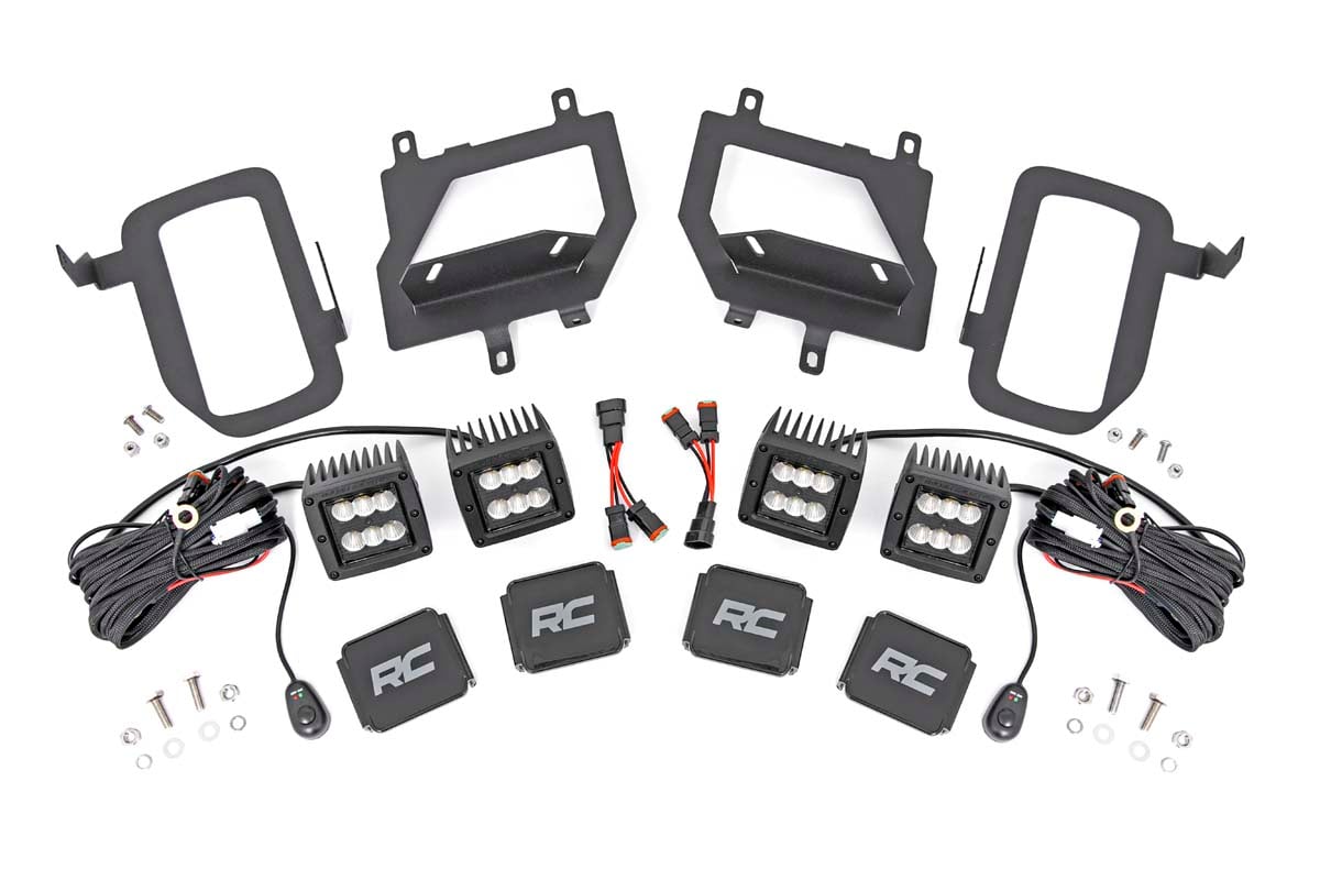 LED Light | Fog Mount | Dual 2" Black Pairs | Flood | Ford F-150 | 2015-2017 | Rough Country | 70833