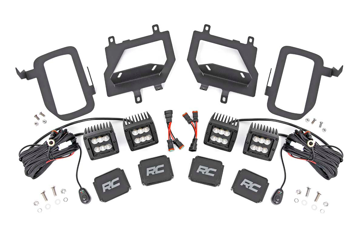 LED Light | Fog Mount | Dual 2" Black Pairs | Spot/Flood | Ford F-150 | 2015-2017 | Rough Country | 70865