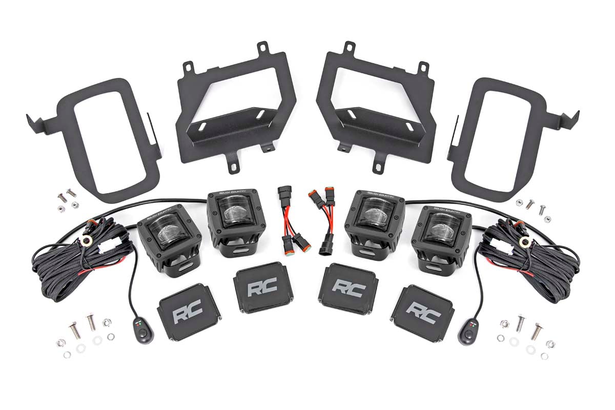 LED Light | Fog Mount | Dual 2" Black Pairs | SAE | Ford F-150 | 2015-2017 | Rough Country | 70831
