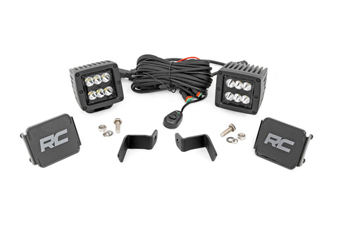 LED Light | Ditch Mount | 2" Black Pair | Spot | Ford F-150 /F-150 Lightning | 2015-2022 | Rough Country | 71028
