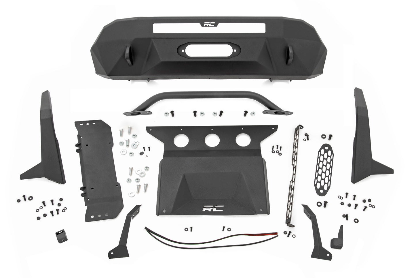 Front Bumper | High Clearance | 12000-Lb Pro Series Winch | Synthetic Rope Toyota Tacoma 4WD | 2016-2022 | Rough Country | 10717