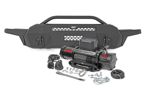 Front Bumper | High Clearance | 12000-Lb Pro Series Winch | Synthetic Rope Toyota Tacoma 4WD | 2016-2022 | Rough Country | 10716