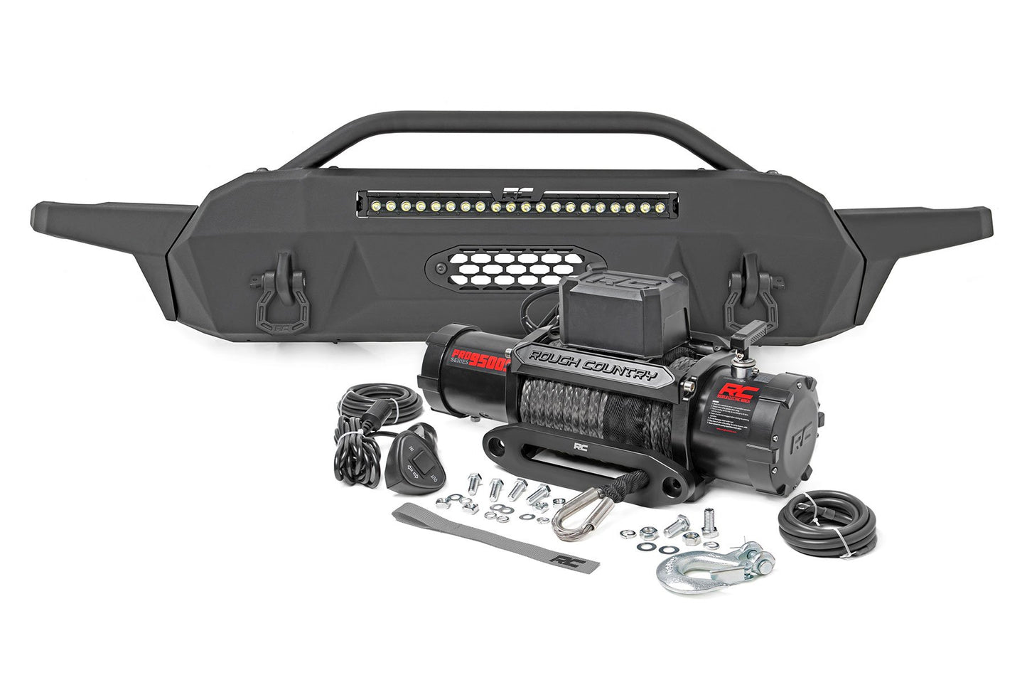 Front Bumper | High Clearance | Hybrid | 20" Blk LED | Toyota Tacoma 4WD | 2016-2022 | Rough Country | 10722
