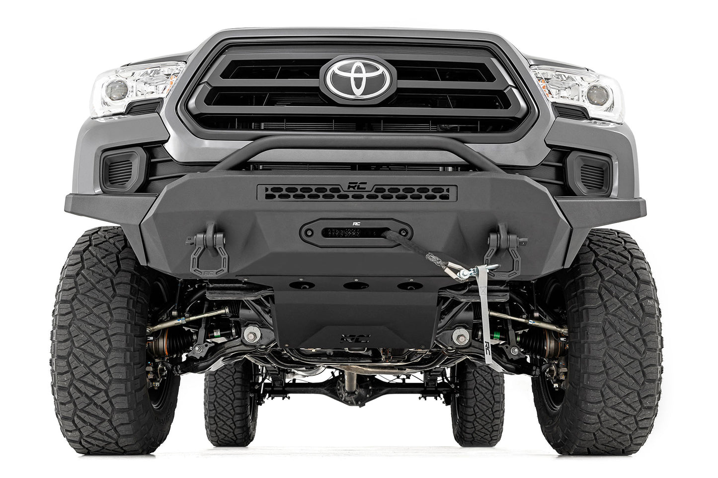 Front Bumper | High Clearance | 12000-Lb Pro Series Winch | Synthetic Rope Toyota Tacoma 4WD | 2016-2022 | Rough Country | 10717