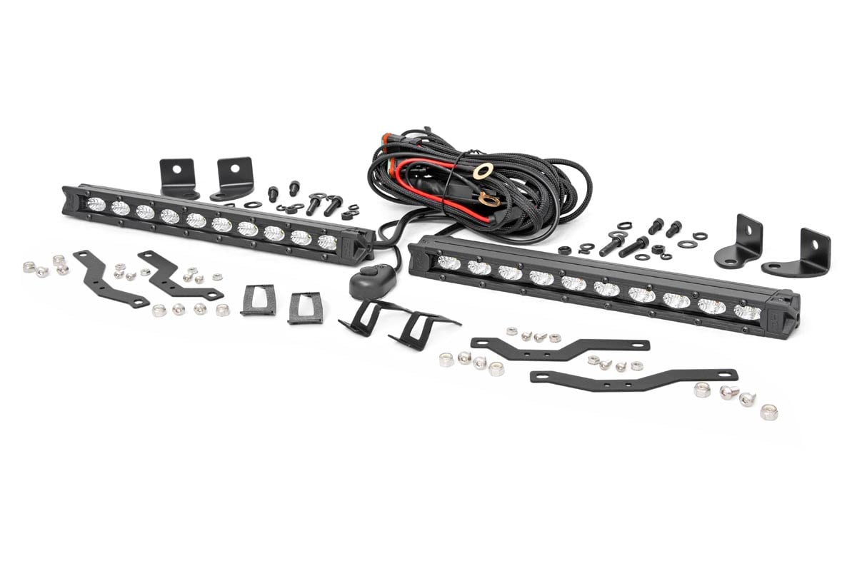 LED Light | Grille Mount | 10" Black Slimline Pair | Ford F-150 | 2018-2020 | Rough Country | 70808