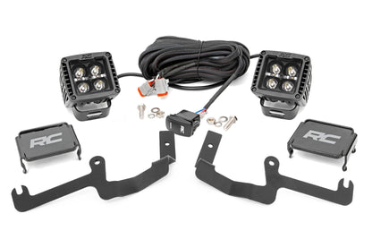 LED Light | Ditch Mount | 2" Black Pair | White DRL | Chevy Silverado 1500 | 2019-2022 | Rough Country | 70843
