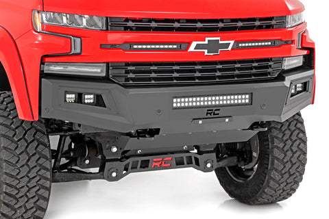 High Clearance Front Bumper | LED Lights & Skid Plate | Chevy Silverado 1500 | 2019-2022 | Rough Country | 10757A