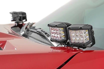 LED Light | Ditch Mount | Dual 2" Black Pairs | Spot/Flood | Toyota Tundra | 2014-2021 | Rough Country | 70866