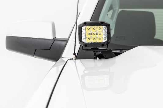 LED Light | Ditch Mount | 2" Black Pair | White DRL | Chevrolet Silverado/GMC Sierra 1500 | 2014-2018 | Rough Country | 71054