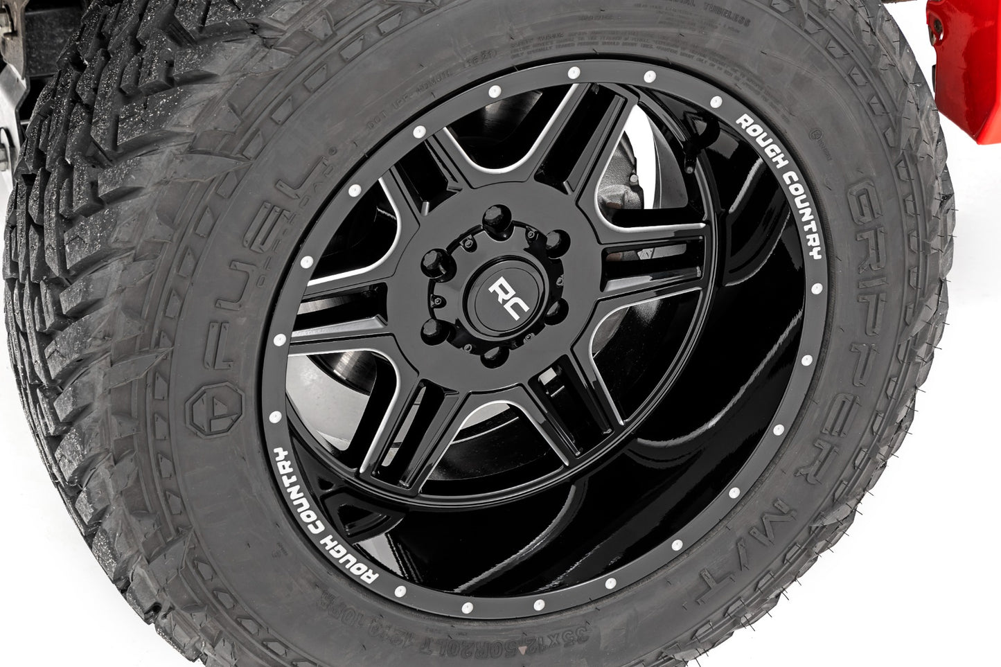 Rough Country 92 Series Wheel | Machined One-Piece | Gloss Black | 22x12 | 6x5.5 | -44mm | 2019-2022 |  92221212