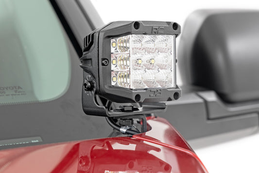 Rough Country Toyota Tundra 2022-2023 LED Light | Ditch Mount | 2" Black Pair | Amber DRL | Rough Country | 71074