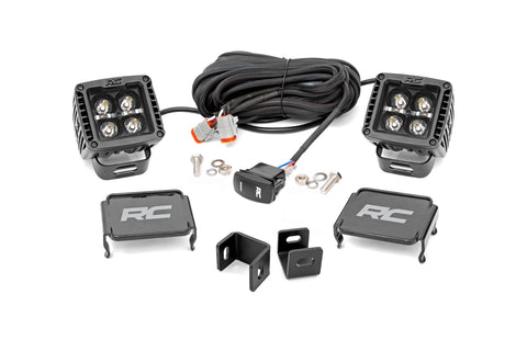 Rough Country Toyota Tundra 2022-2023 LED Light | Ditch Mount | 2" Black Pair | Amber DRL | Rough Country | 71074