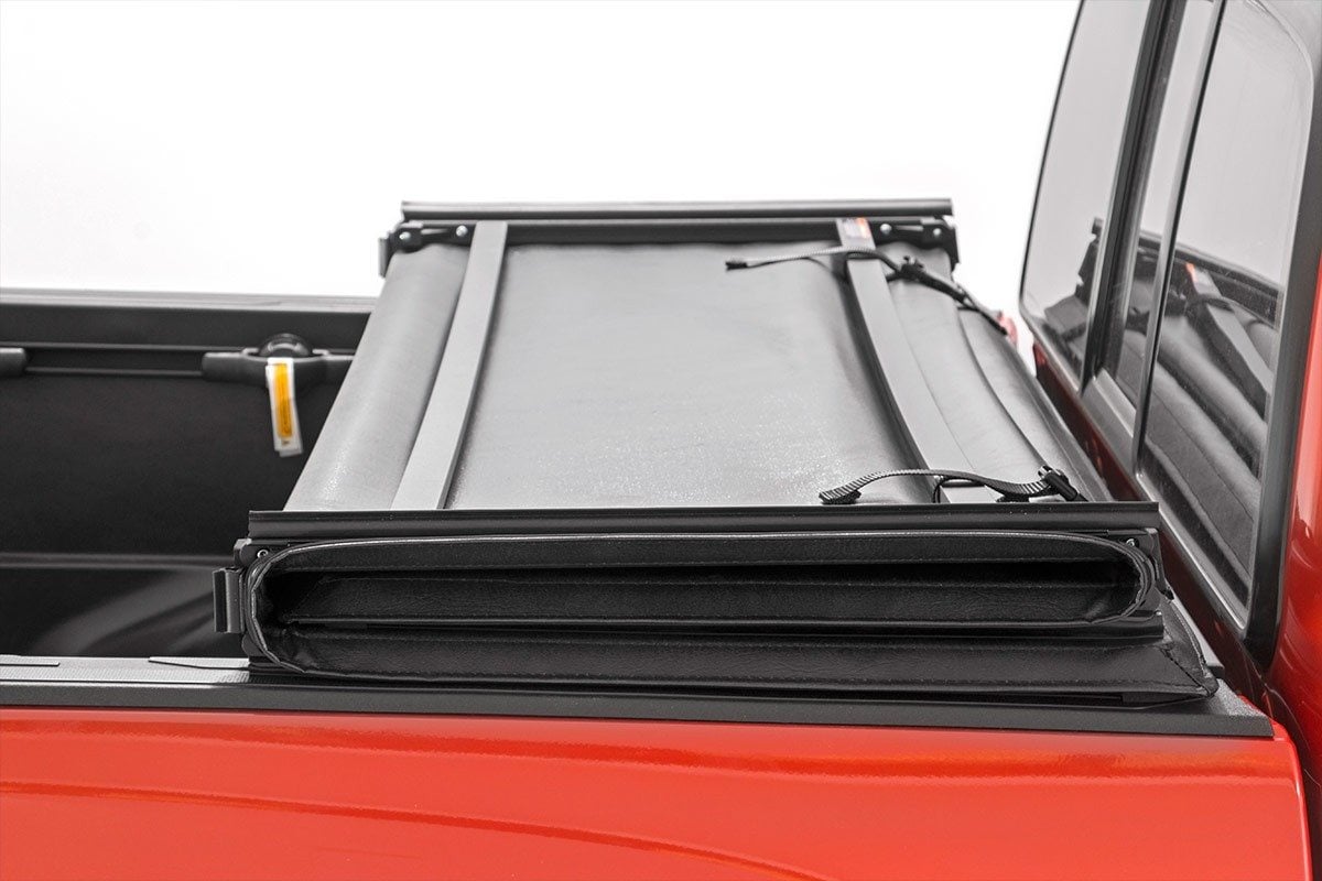 Bed Cover | Tri Fold | Soft | 6'7" Bed | Chevrolet Silverado/GMC Sierra 1500 Truck 2WD/4WD | 1988-1999 | Rough Country | 41288650A