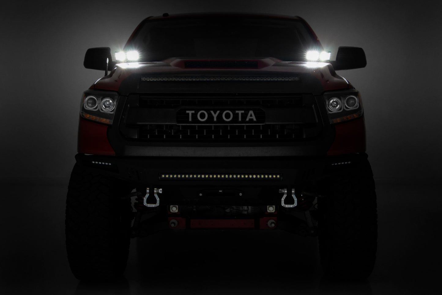 LED Light | Ditch Mount | Dual 2" Black Pairs | Spot/Flood | Toyota Tundra | 2014-2021 | Rough Country | 70866