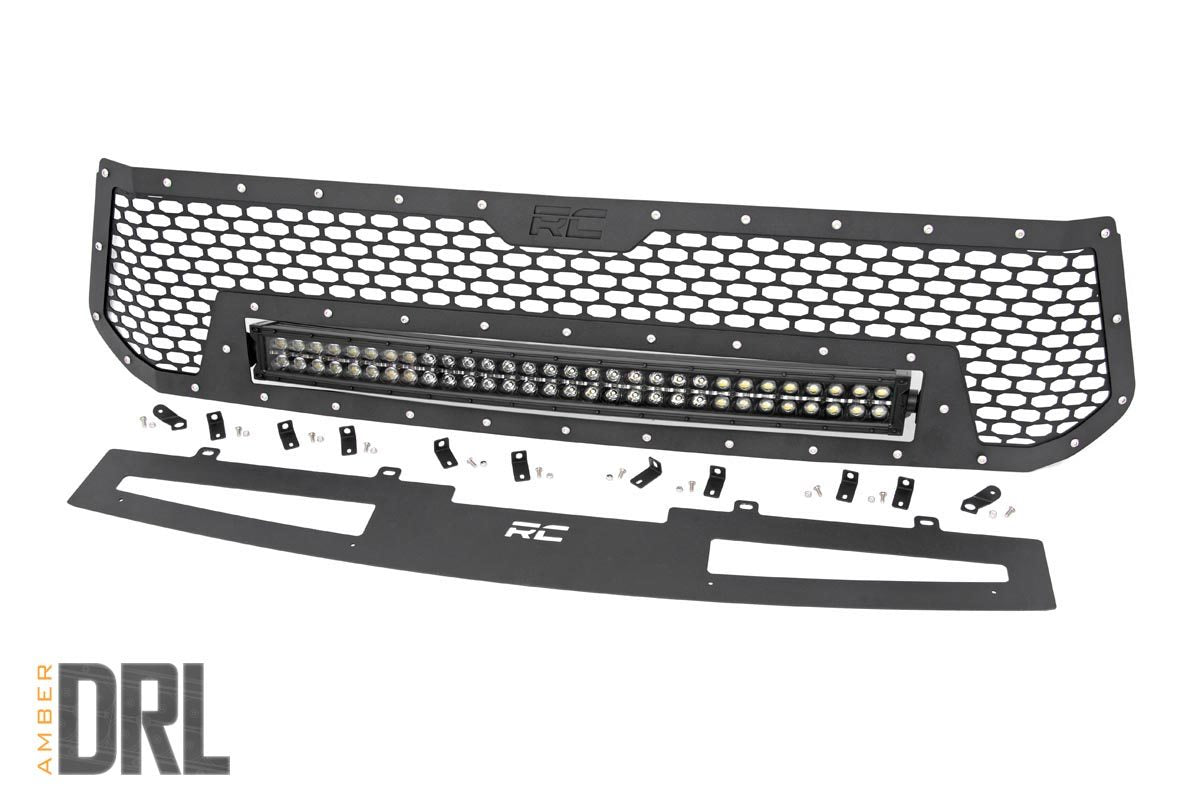 Mesh Grille | 30" Dual Row LED | Black | Amber DRL | Toyota Tundra | 2014-2017 | Rough Country | 70224