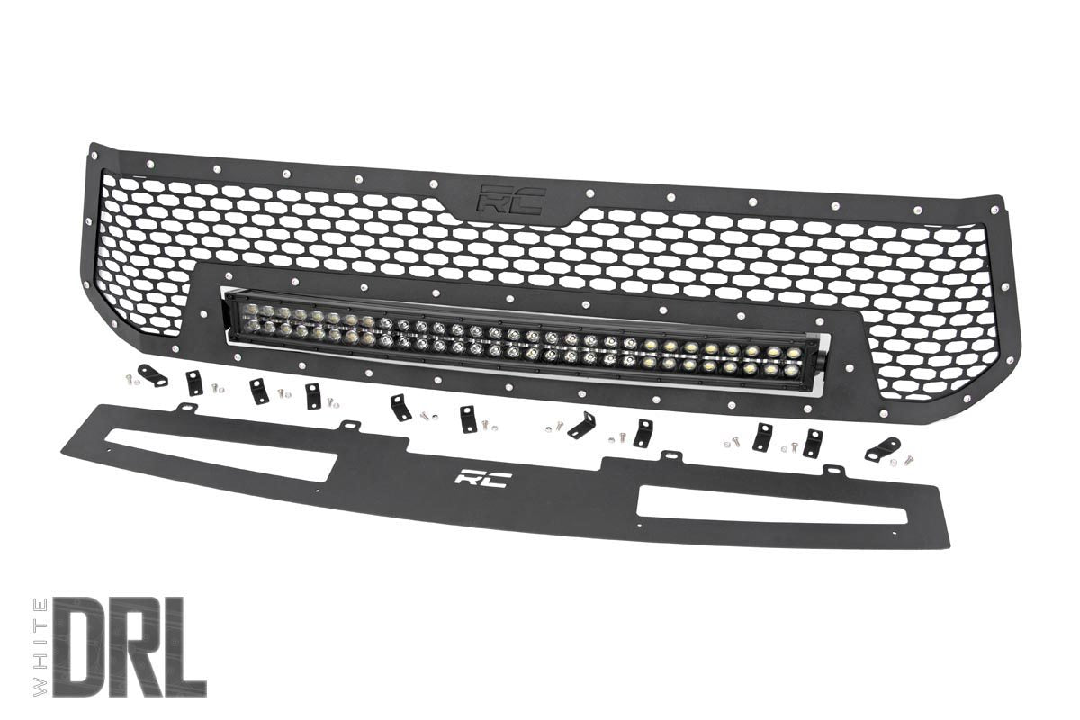 Mesh Grille | 30" Dual Row LED | Black | White DRL | Toyota Tundra | 2014-2017 | Rough Country | 70225