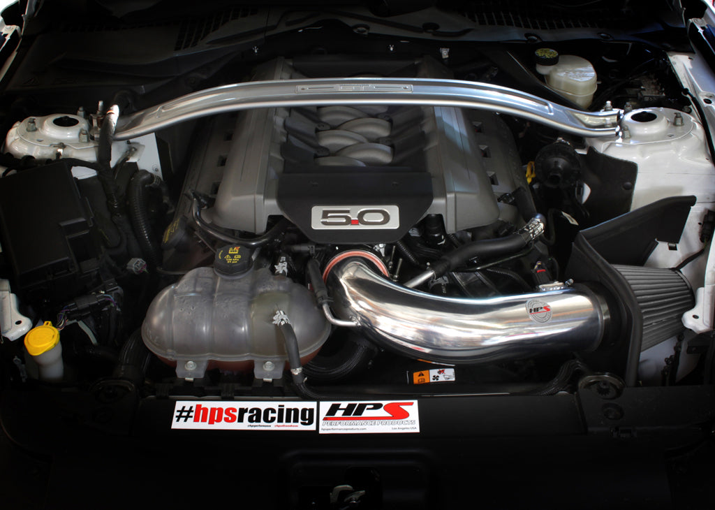 HPS Polish Shortram Air Intake + Heat Shield for 2015-2017 Ford Mustang GT V8 5.0L