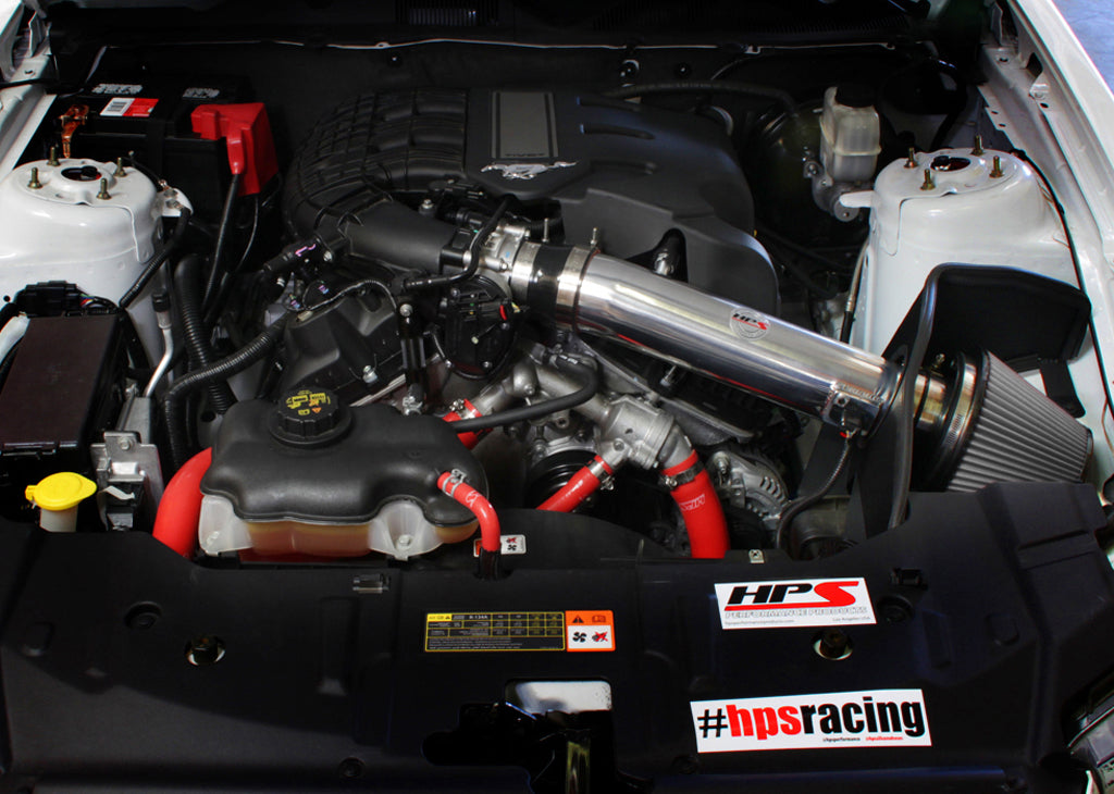 HPS Red Shortram Air Intake + Heat Shield for 2011-2014 Ford Mustang 3.7L V6