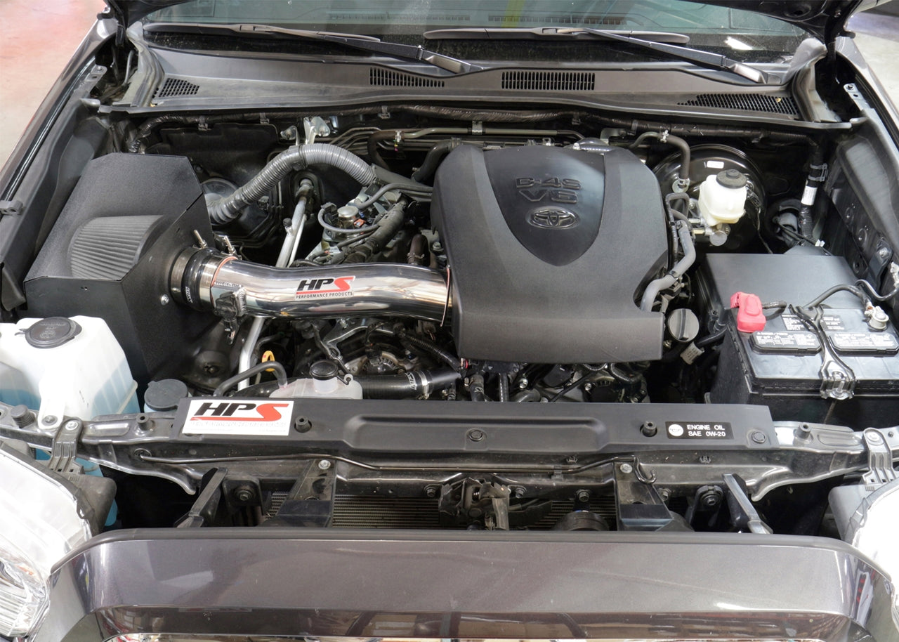HPS Polish Shortram Air Intake + Heat Shield for 2016-2022 Toyota Tacoma 3.5L V6