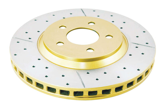 2005-2010 Ford Mustang & More | DBA Street Series Gold Cross-Drilled/Slotted Brake Rotor [Front] | DBA2113X