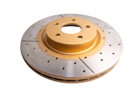 2015-2018 Lincoln MKC & More | DBA Street Series Gold Cross-Drilled/Slotted Brake Rotor [Front] | DBA2120X