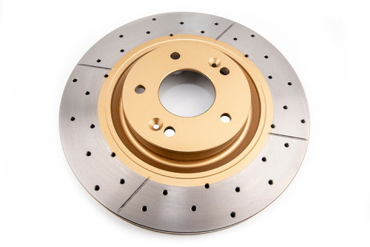 2012-2017 Hyundai Azera & More | DBA Street Series Gold Cross-Drilled/Slotted Brake Rotor [Front] | DBA2472X