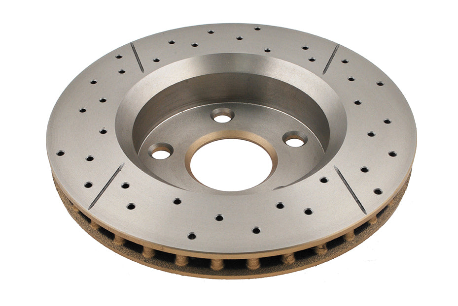 2007-2010 Jeep Wrangler & More | DBA Street Series Gold Cross-Drilled/Slotted Brake Rotor [Front] | DBA2536X