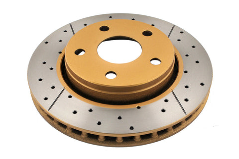 2007-2010 Jeep Wrangler & More | DBA Street Series Gold Cross-Drilled/Slotted Brake Rotor [Front] | DBA2536X