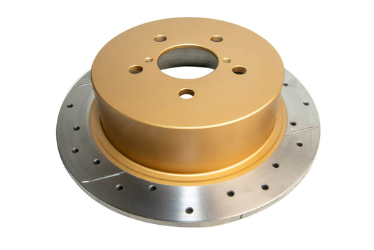2005-2008 Subaru Legacy & More | DBA Street Series Gold Cross-Drilled/Slotted Brake Rotor [Rear] | DBA2661X