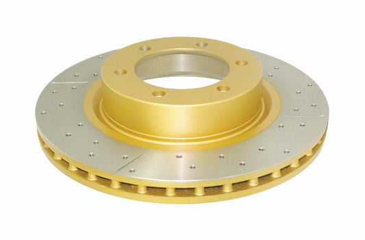 2003-2009 Toyota 4Runner & More | DBA Street Series Gold Cross-Drilled/Slotted Brake Rotor [Front] | DBA2700X