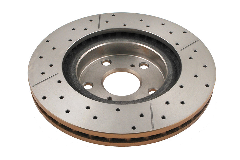 2013-2018 Toyota Avalon & More | DBA Street Series Gold Cross-Drilled/Slotted Brake Rotor [Front] | DBA2709X