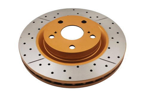 2013-2018 Toyota Avalon & More | DBA Street Series Gold Cross-Drilled/Slotted Brake Rotor [Front] | DBA2709X